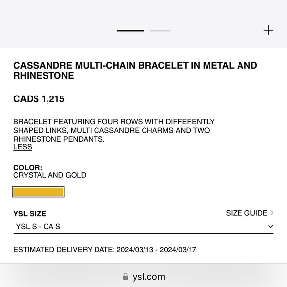 YSL CASSANDRE MULTI-CHAIN BRACELET IN METAL AND RHINESTONE (Size SMALL) - Picture 11 of 12